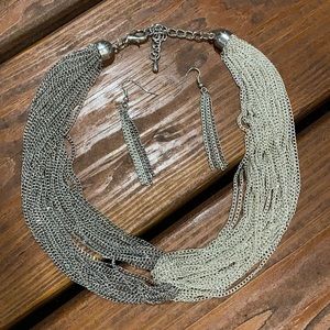 Pretty two-tone silver necklace/earrings set